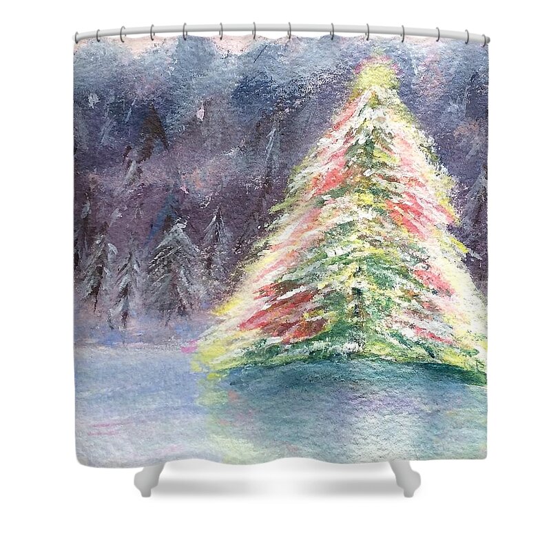 Christmas Shower Curtain featuring the painting Oh Christmas Tree by Deborah Naves