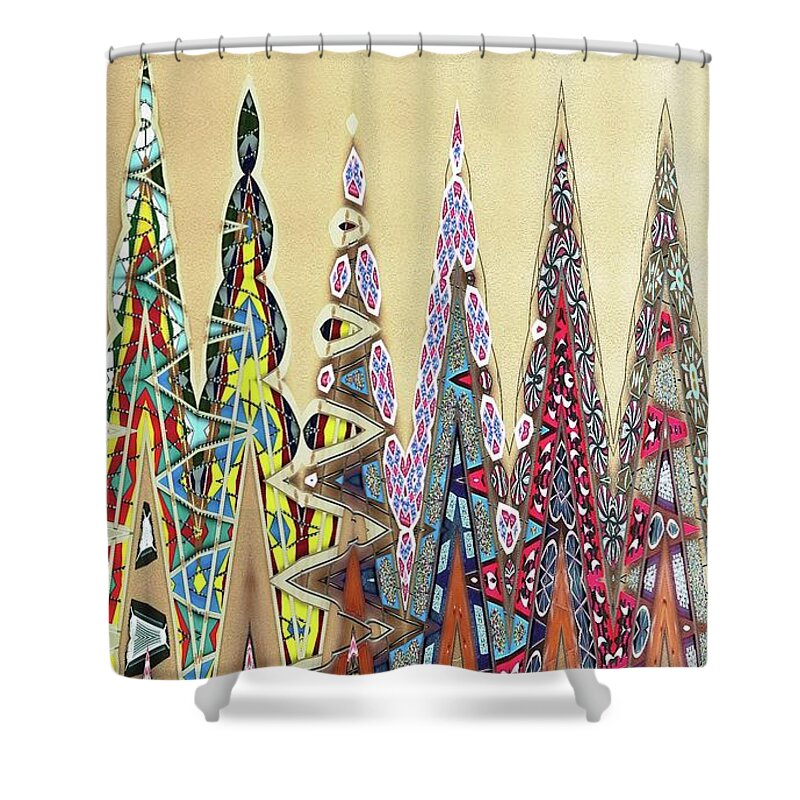 Christmas Shower Curtain featuring the digital art Oh Christmas Tree Gold by Ann Johndro-Collins