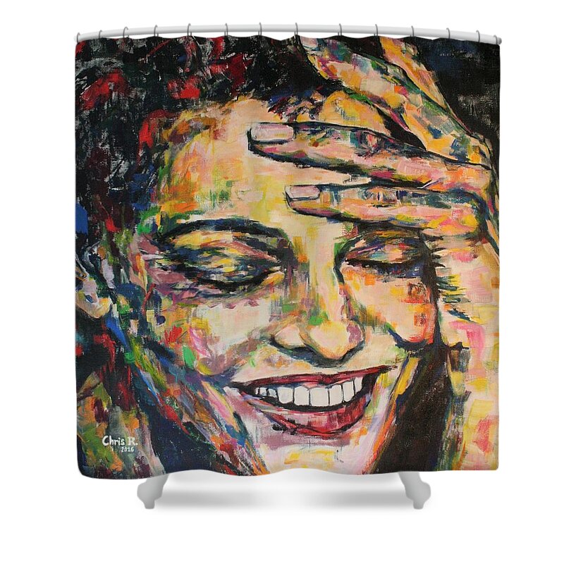 Face Shower Curtain featuring the painting Oh You Silly Sweetheart by Christel Roelandt