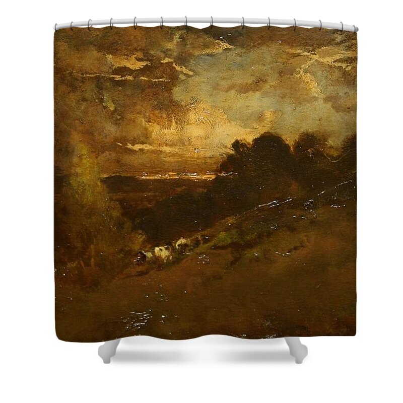 William Keith Shower Curtain featuring the painting Oil On Board by MotionAge Designs