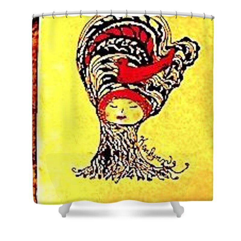 Series Shower Curtain featuring the drawing OK Sit There If You Must Tree People a State of Mind by Kenlynn Schroeder