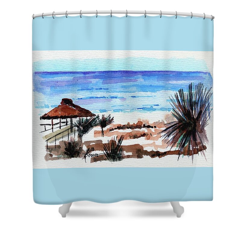 Vacation Shower Curtain featuring the painting Okaloosa Island, Florida by Adele Bower