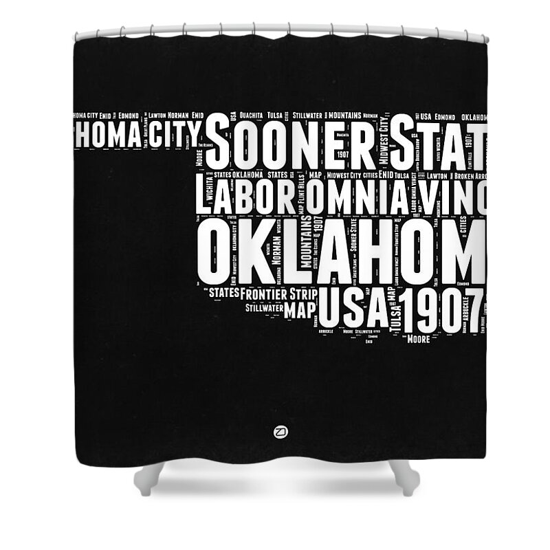 Oklahoma Shower Curtain featuring the digital art Oklahoma Black and White Map by Naxart Studio