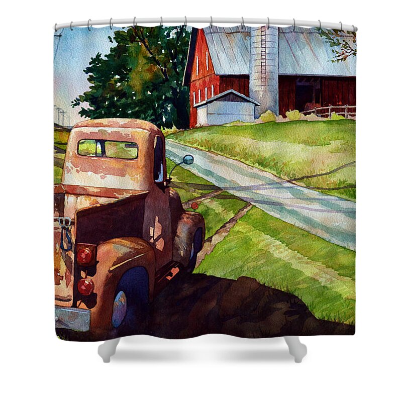 Watercolor Shower Curtain featuring the painting Ol '54 by Mick Williams