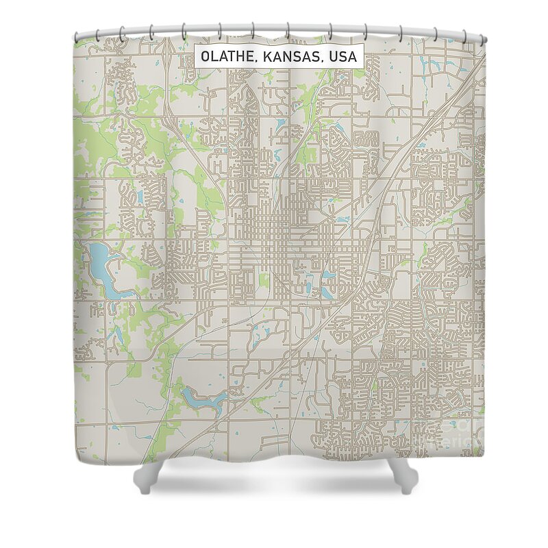 Olathe Shower Curtain featuring the digital art Olathe Kansas US City Street Map by Frank Ramspott