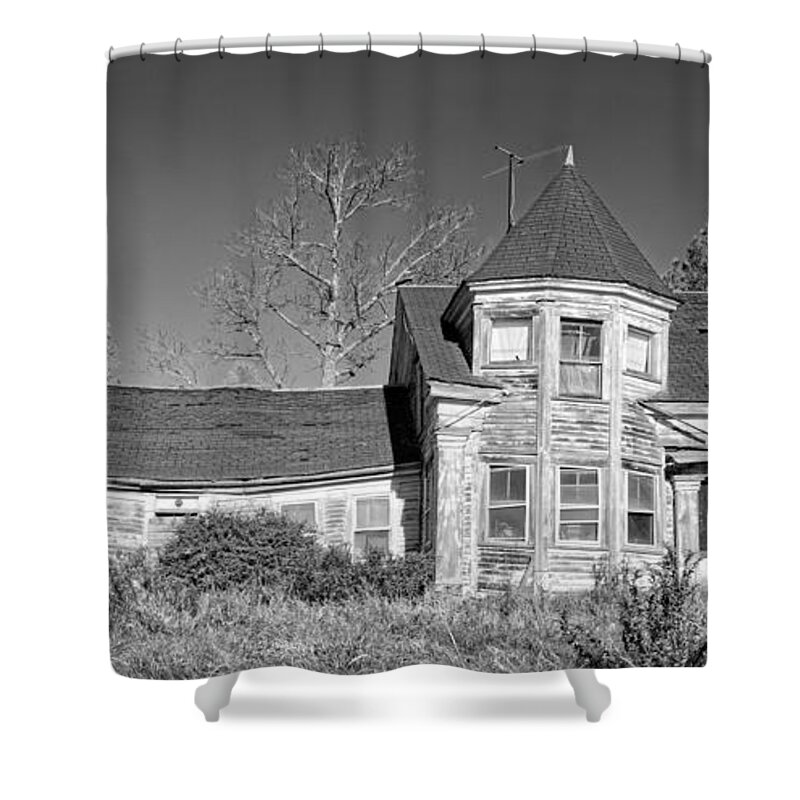 Abandoned Shower Curtain featuring the photograph Old Abandoned House Black and White Photo by Keith Webber Jr