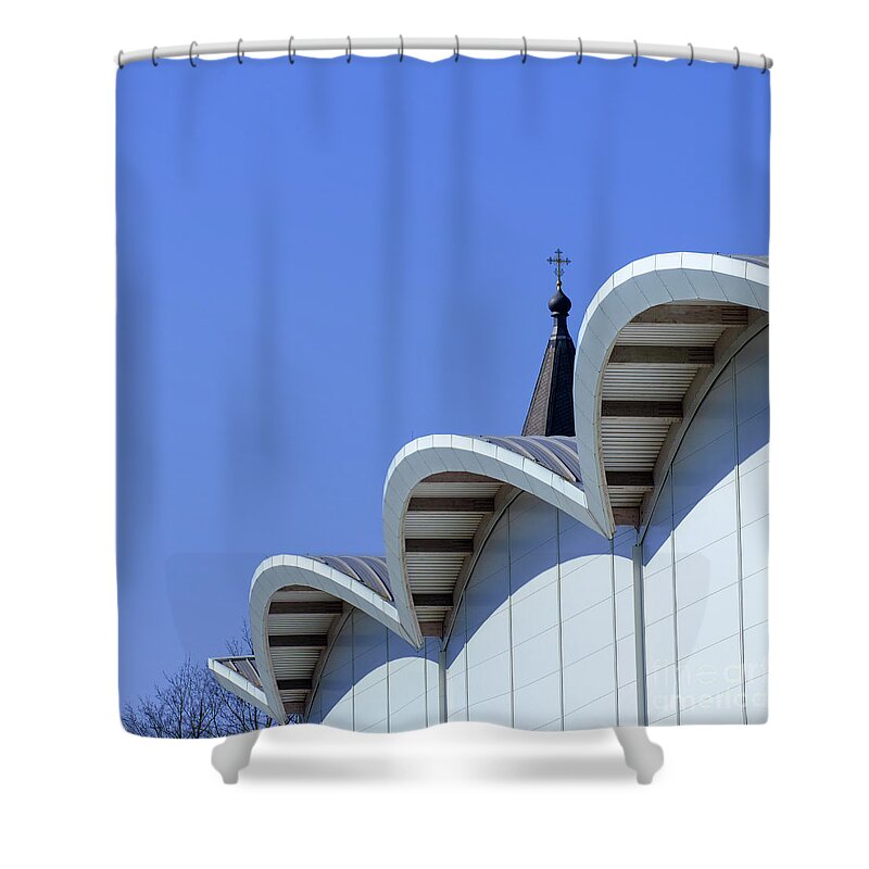 Old And Modern In City By Marina Usmanskaya Shower Curtain featuring the photograph Old and modern in city by Marina Usmanskaya