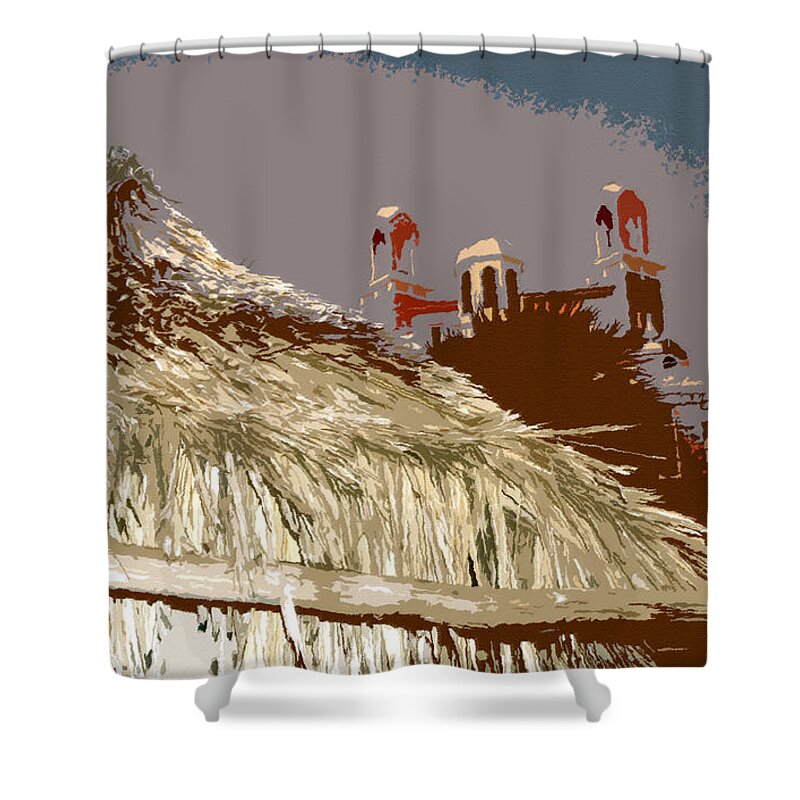 Baja Mexico Shower Curtain featuring the painting Old Baja by David Lee Thompson