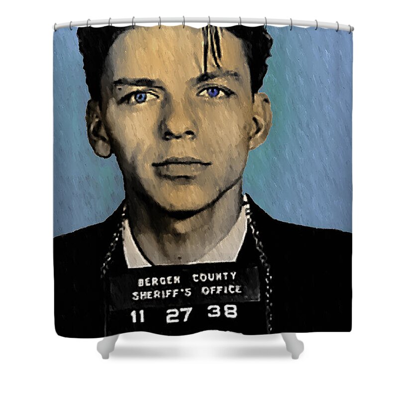 Old Blue Eyes Shower Curtain featuring the digital art Old Blue Eyes - Frank Sinatra by Digital Reproductions