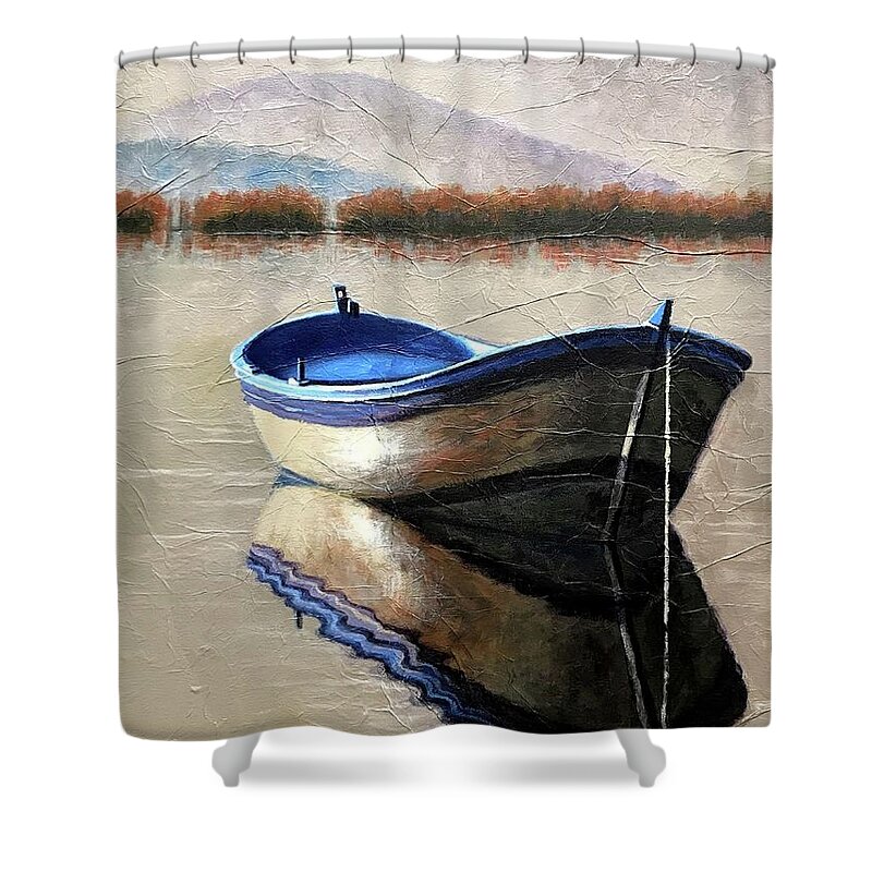 Boat Shower Curtain featuring the painting Old Boat by Janet King