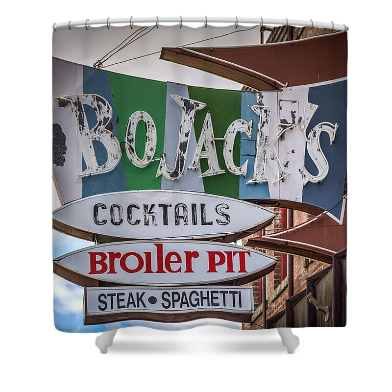 Lc Valley Shower Curtain featuring the photograph Old Bojacks Sign by Brad Stinson
