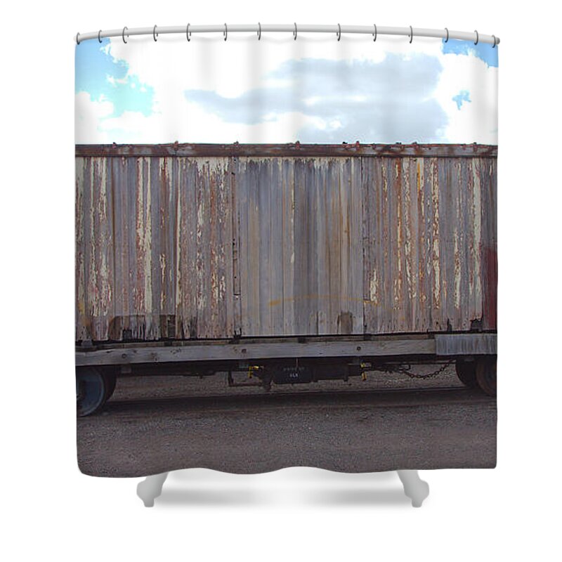 15596 Shower Curtain featuring the photograph Old Boxcar by Gordon Elwell