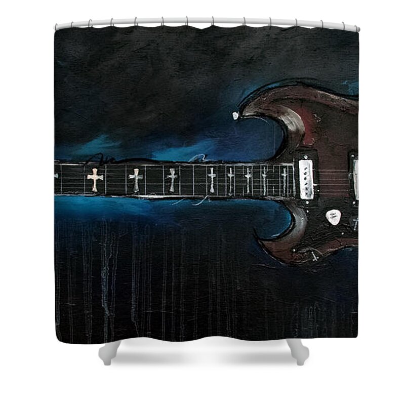 Music Shower Curtain featuring the painting Old Boy by Sean Parnell