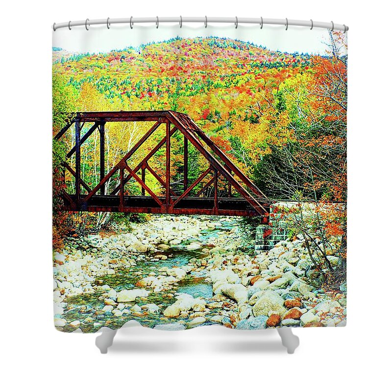United States Shower Curtain featuring the photograph Old Bridge - New Hampshire Fall Foliage by Joseph Hendrix