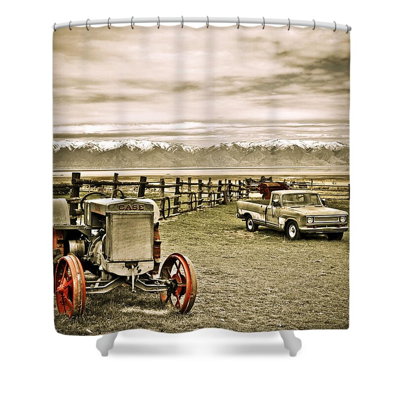 Utah Shower Curtain featuring the photograph Old Case Tractor by Marilyn Hunt
