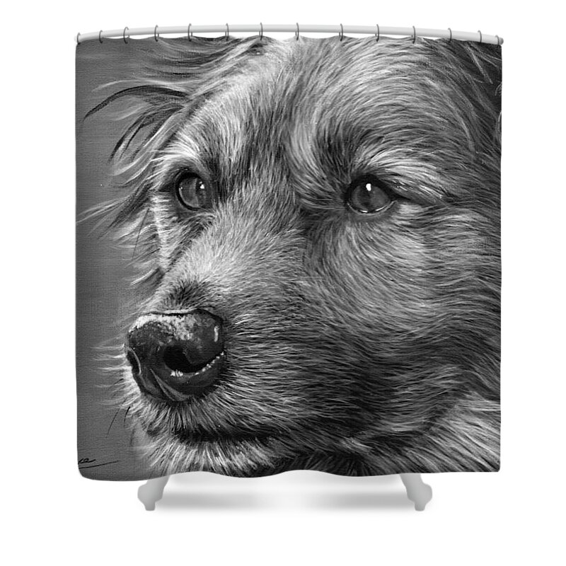 Dog Shower Curtain featuring the painting Old Charlie by John Neeve