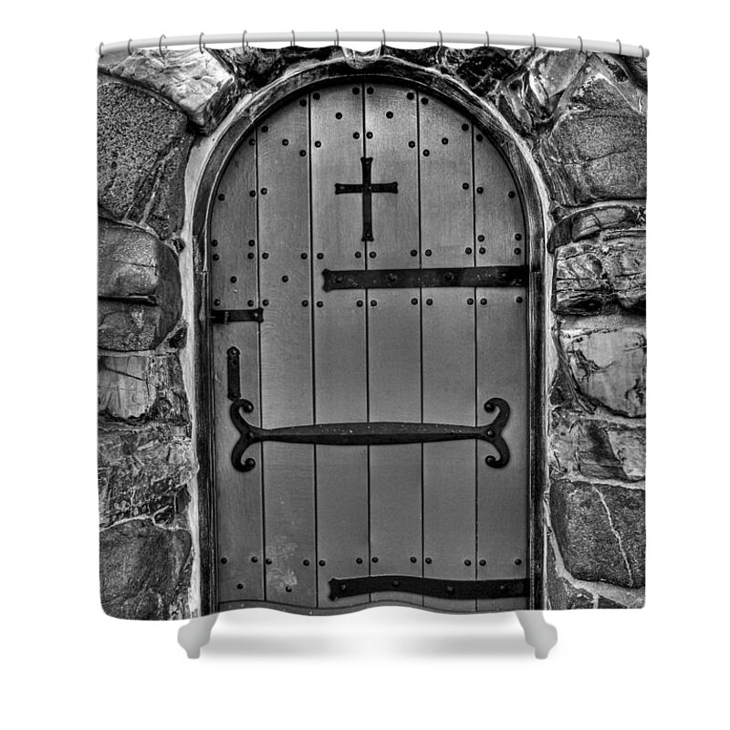 Church Door Shower Curtain featuring the photograph Old Church Door by Alana Ranney