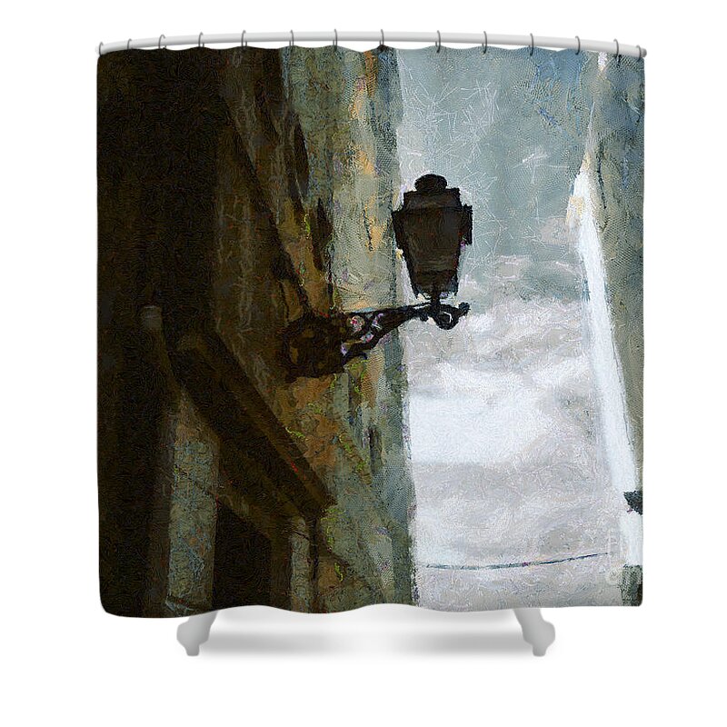Painting Shower Curtain featuring the painting Old City Street by Dimitar Hristov