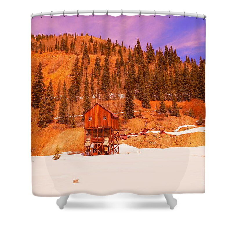 Mine Shower Curtain featuring the photograph Old Colorado mind entrance by Jeff Swan