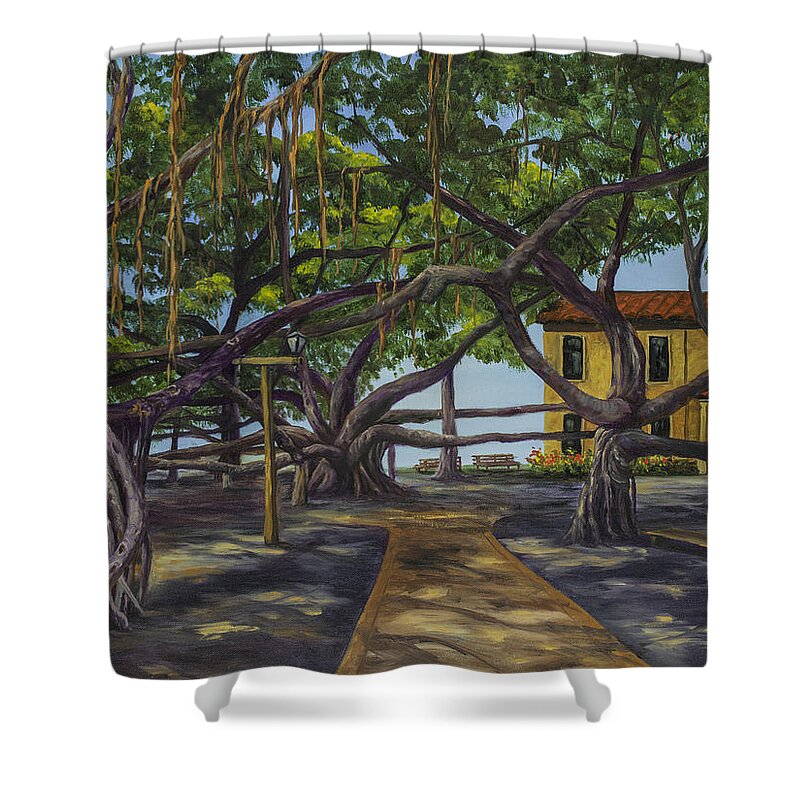 Landscape Shower Curtain featuring the painting Old Courthouse Maui by Darice Machel McGuire