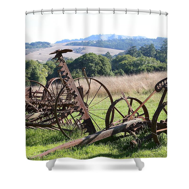 Old Farm Machine Shower Curtain featuring the photograph Old Farm Equipment . 7D9744 by Wingsdomain Art and Photography