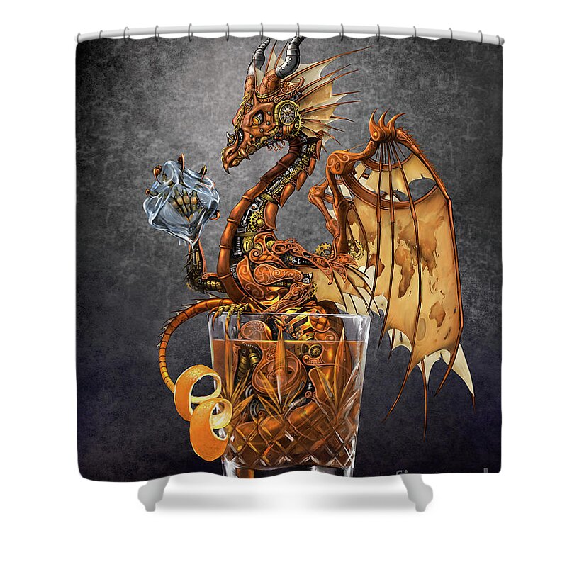 Old Fashioned Shower Curtain featuring the digital art Old Fashioned Dragon by Stanley Morrison