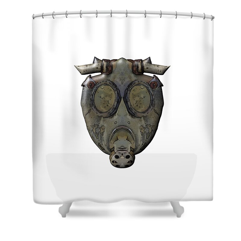 Concept Shower Curtain featuring the digital art Old Gas Mask by Michal Boubin