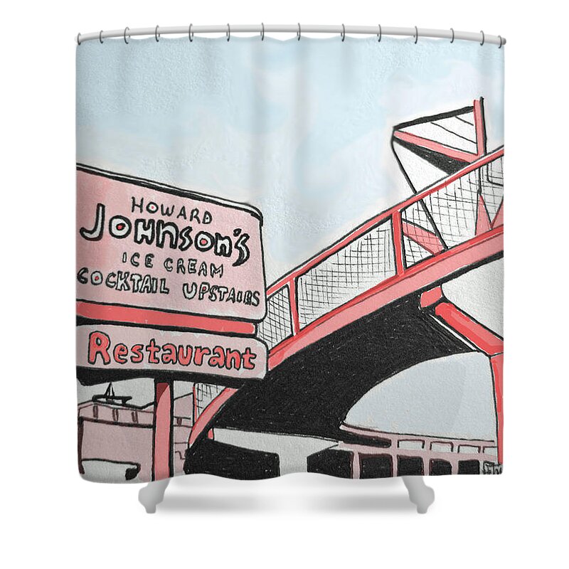 Asbury Art Shower Curtain featuring the painting Old HoJos by Patricia Arroyo
