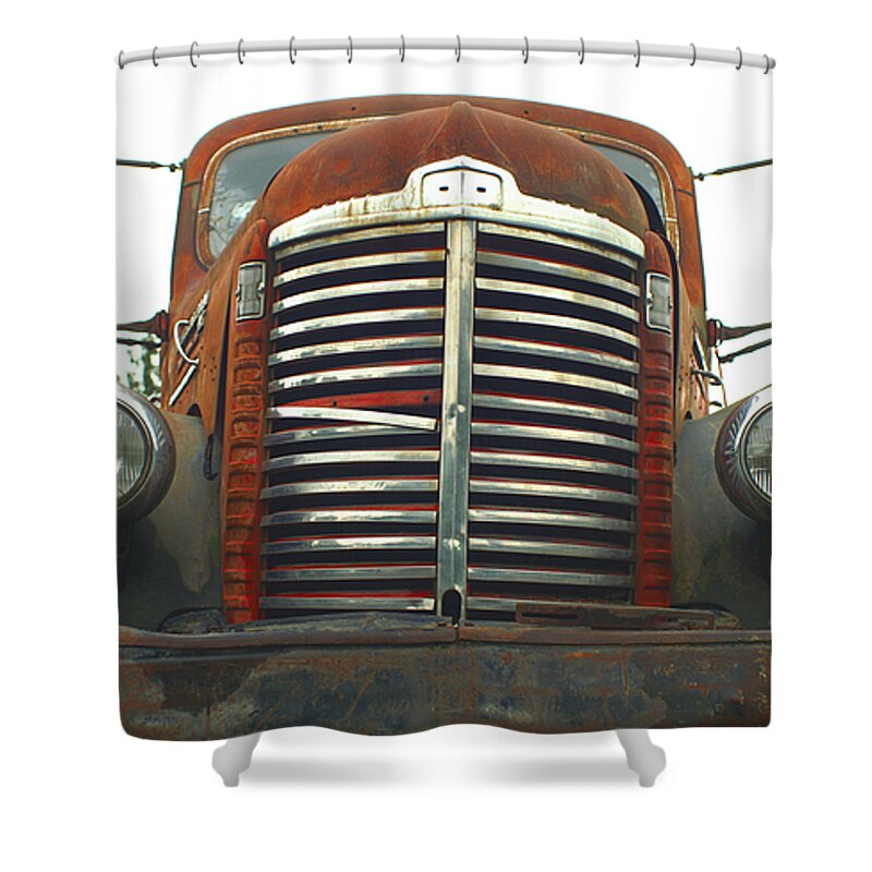 Old Cars Shower Curtain featuring the photograph Old International Gravel Truck by Randy Harris