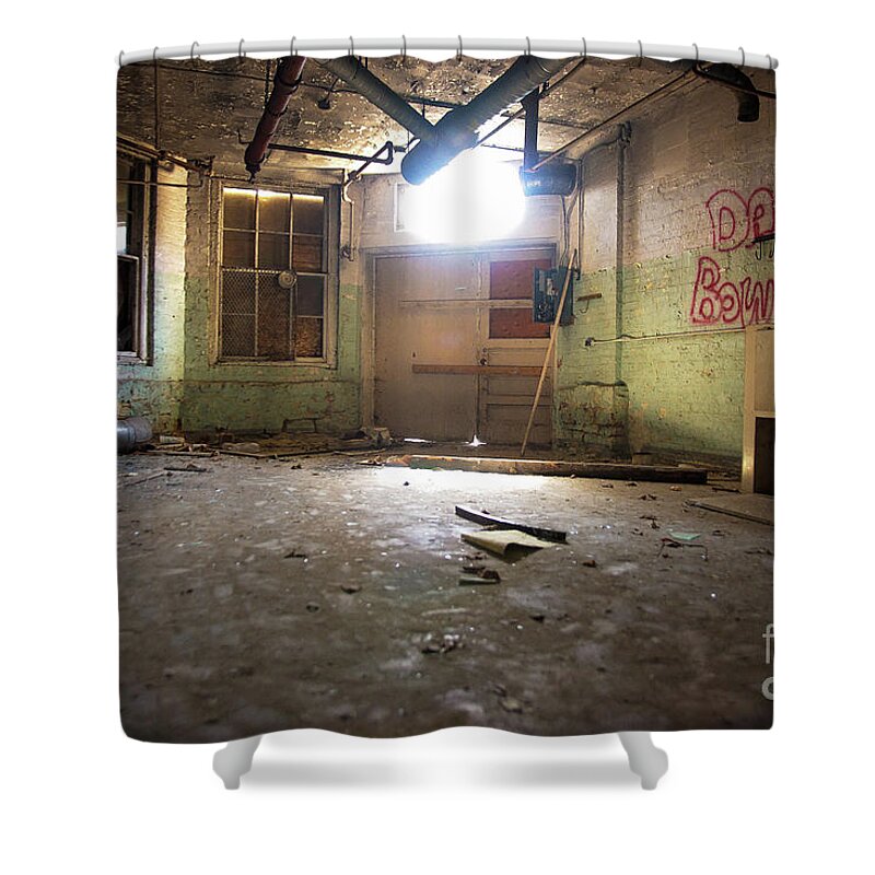 Traverse City State Hospital Shower Curtain featuring the photograph Old Paint Shop by Randall Cogle