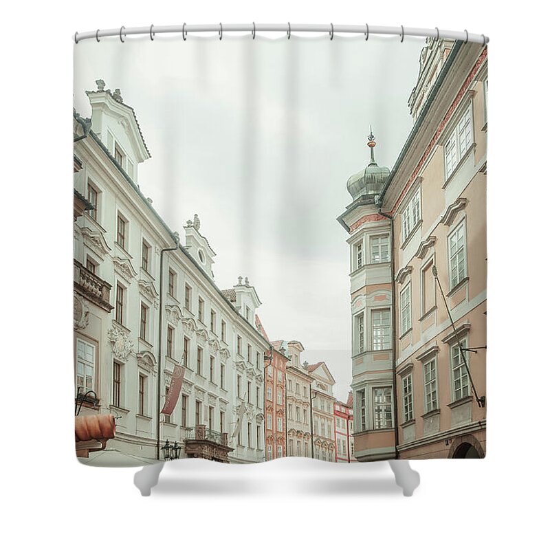Jenny Rainbow Fine Art Photography Shower Curtain featuring the photograph Old Prague Buildings. Staromestska Square by Jenny Rainbow