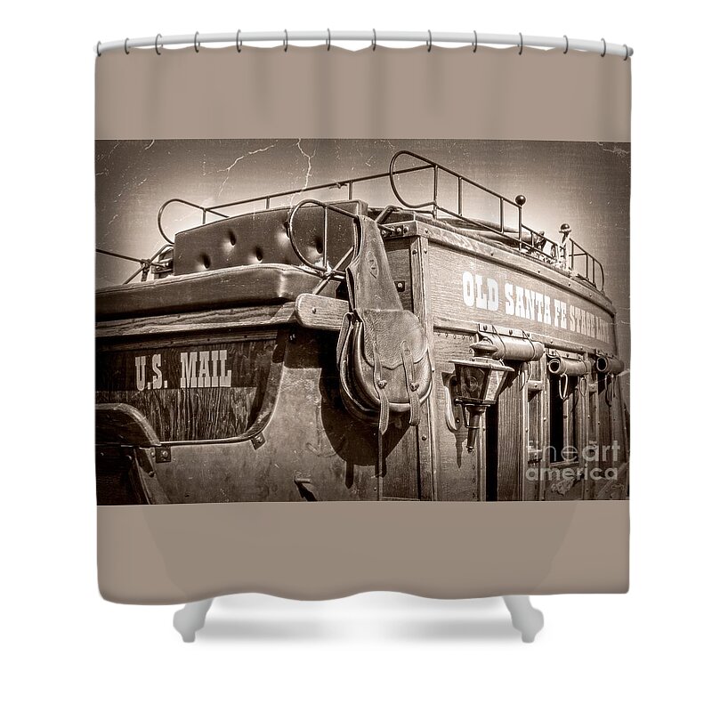 Old Santa Fe Stagecoach Shower Curtain featuring the photograph Old Santa Fe Stagecoach by Imagery by Charly