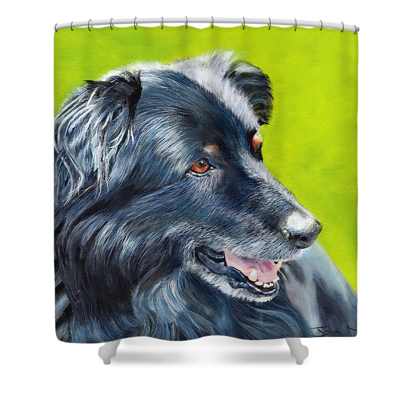 Dog Shower Curtain featuring the painting Old Shep by John Neeve