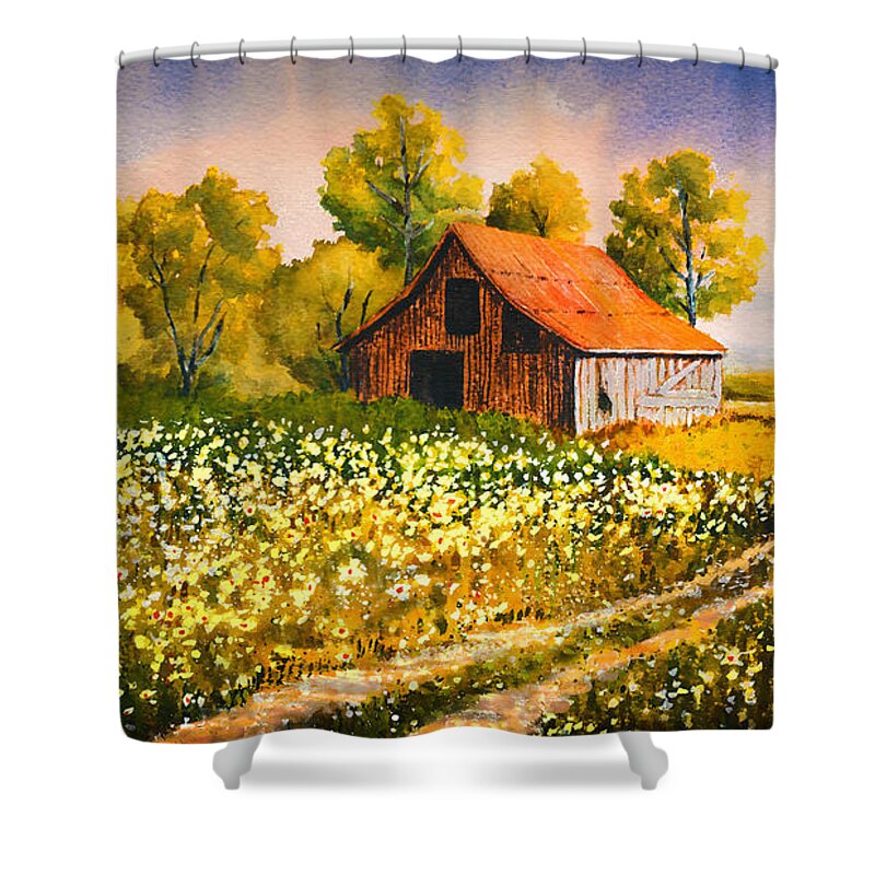 Farm Shower Curtain featuring the painting Old Spring Farm by Douglas Castleman