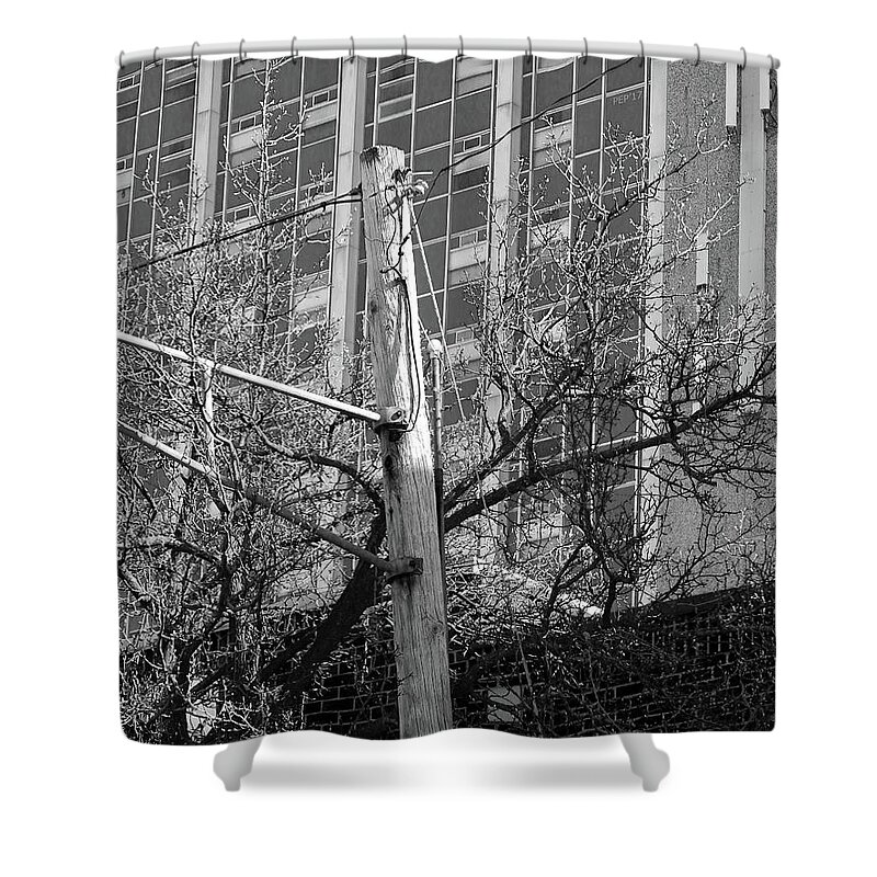 Telephone Pole Shower Curtain featuring the digital art Old Telephone Pole by Phil Perkins