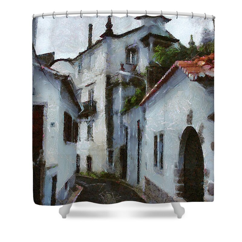 Painting Shower Curtain featuring the painting Old Town Street by Dimitar Hristov