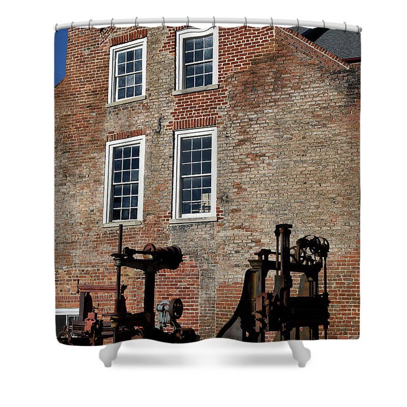 Antique Shower Curtain featuring the photograph Old Towne Antique Equipment by Karen Harrison Brown