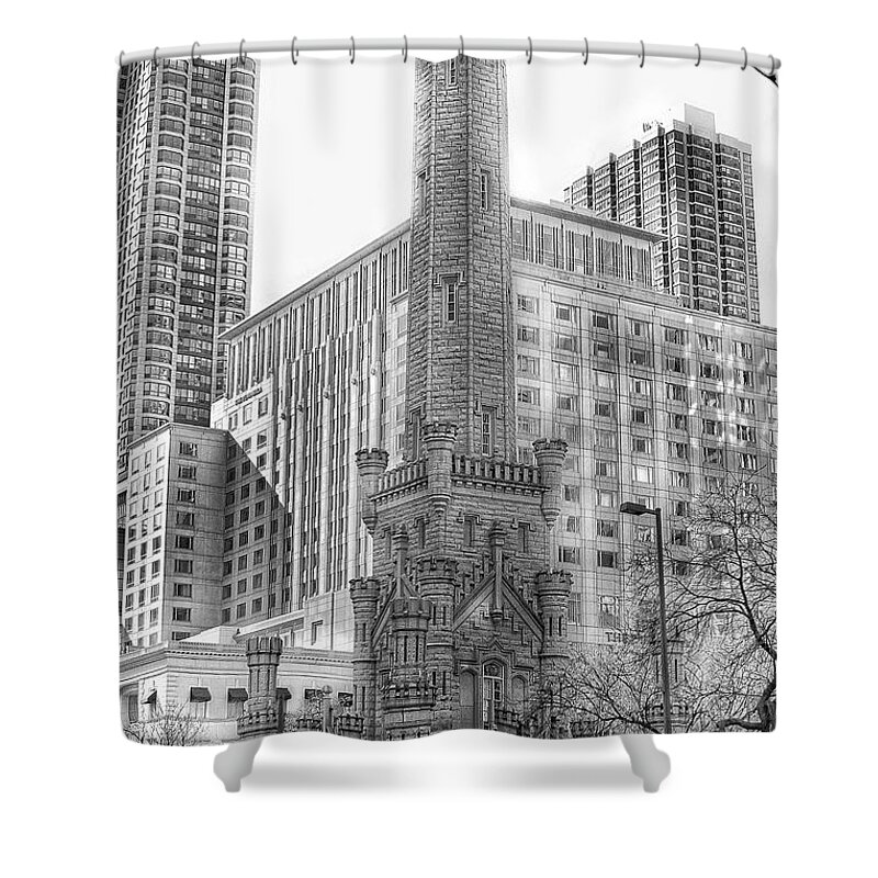 Water Tower Shower Curtain featuring the photograph Old Water Tower - Chicago by Jackson Pearson