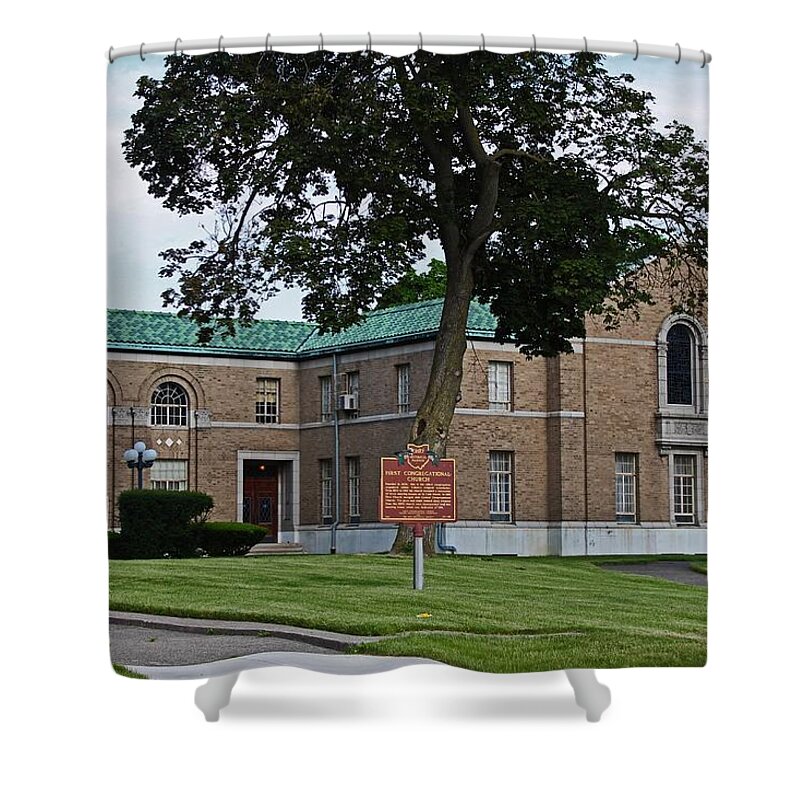 Old West End Shower Curtain featuring the photograph Old West End First Congregational Church by Michiale Schneider
