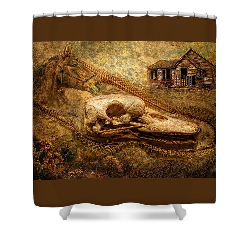 West Shower Curtain featuring the digital art Old West by Lisa Yount