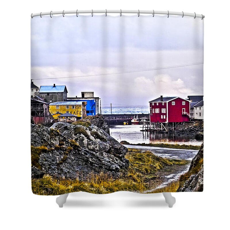 Village Shower Curtain featuring the photograph Old whaling village Nyksund by Heiko Koehrer-Wagner