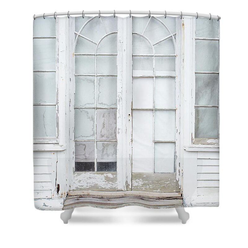 Cape Cod Shower Curtain featuring the photograph Old Windows and Glass Doorway by Edward Fielding