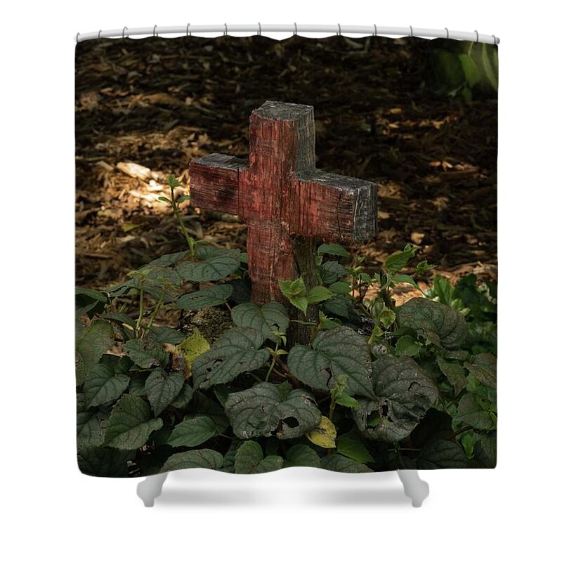Old Shower Curtain featuring the photograph Old Wooden Cross 3 by Douglas Barnett