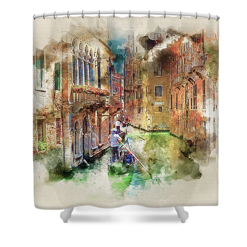 Venice Shower Curtain featuring the digital art Old World Charm by Peter Kennett