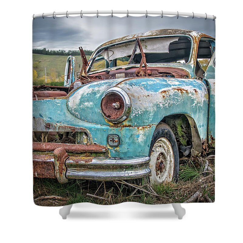 Car Shower Curtain featuring the photograph Old Wrecked car by Martin Capek