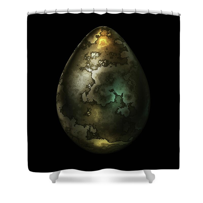 Series Shower Curtain featuring the digital art Olive Gold Egg by Hakon Soreide