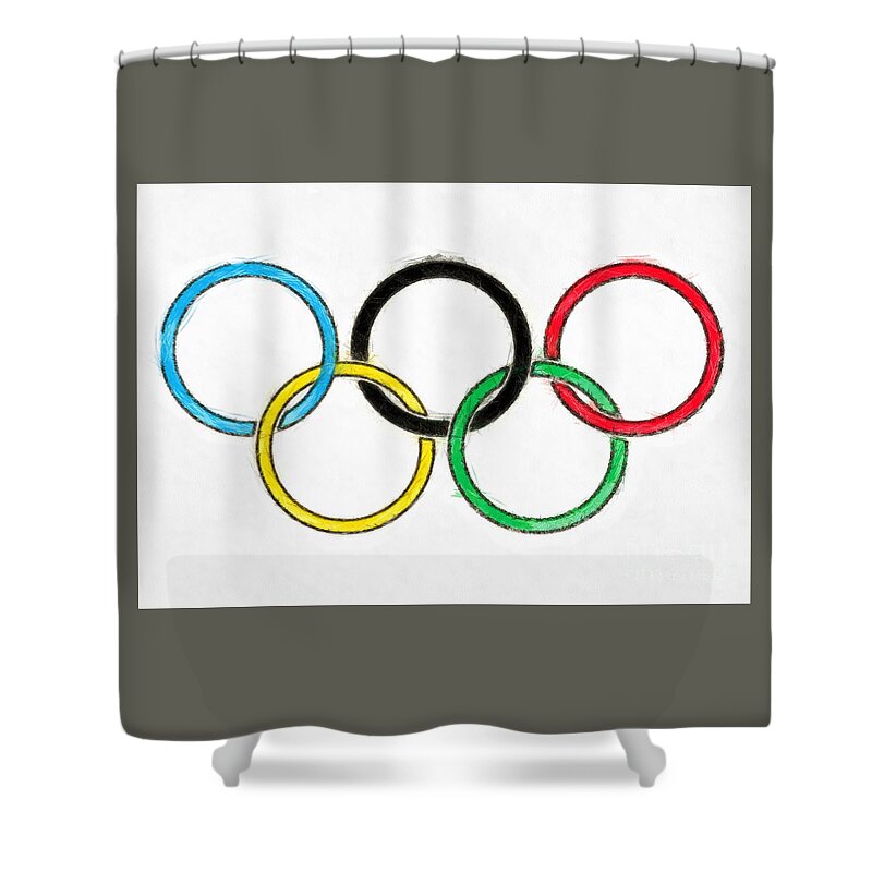 Olympics Shower Curtain featuring the digital art Olympic Rings Pencil by Edward Fielding