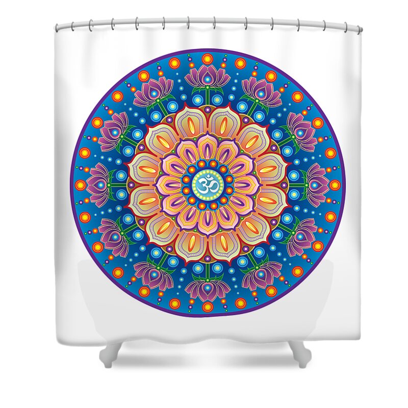 Mandala Shower Curtain featuring the digital art OM Mandala by Jon Munson II