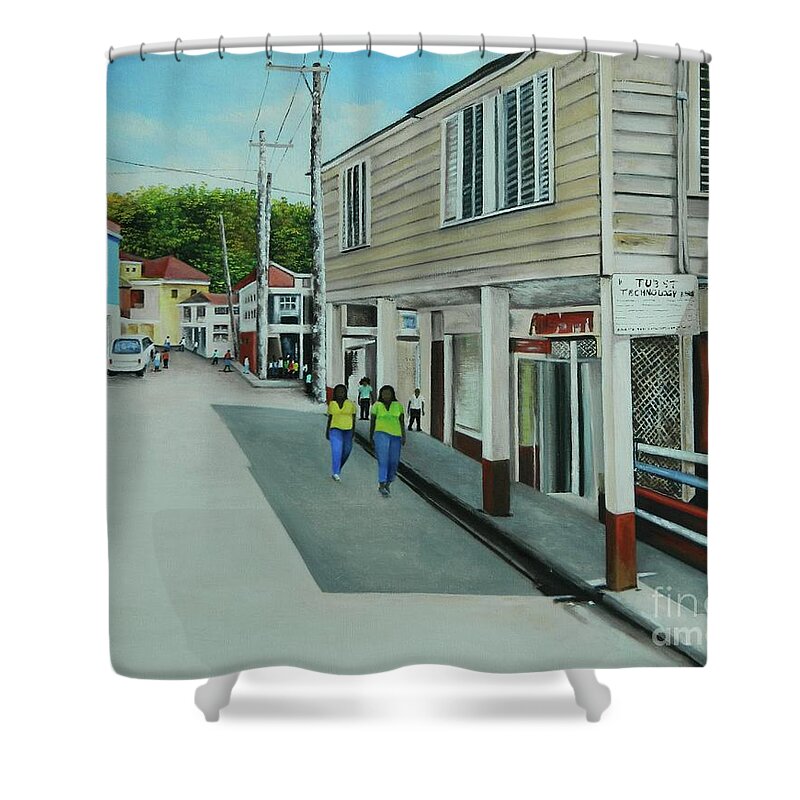 Caribbean Landscape Shower Curtain featuring the painting On A Beautiful Day by Kenneth Harris