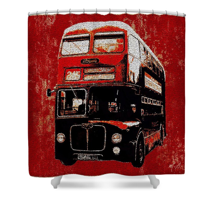 	He Big Red Bus Shower Curtain featuring the painting On The Bus by Mark Taylor